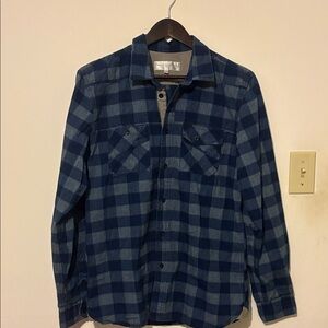 Casual Men's Blue Plaid Button-Down Shirt by unknown